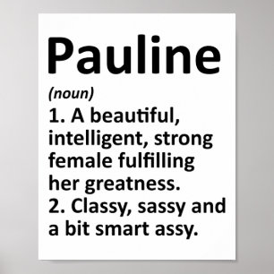 Póster Definición de Pauline Nombre Personalizado Navidad