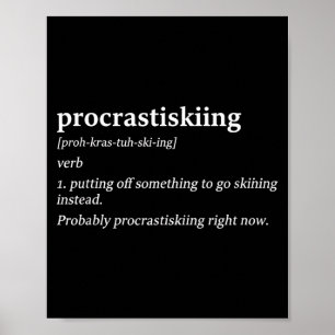 Póster definición de procrastiesquí humor divertido esquí