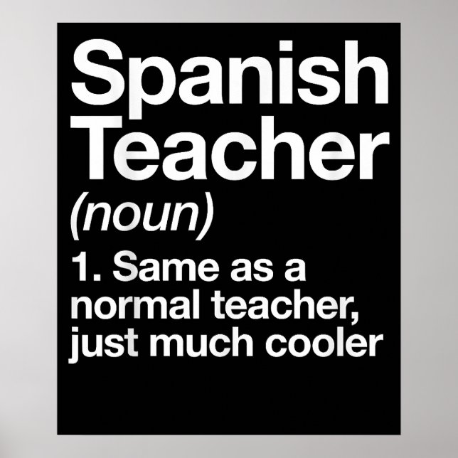 Póster Definición de Profesor de Español Divertido Escuel (Frente)