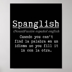 Póster Definición de Spanglish Profesor de español divert
