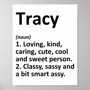 Póster Definición de Tracy Nombre Personalizado Cumpleaño