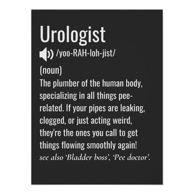 Póster definición de urólogo divertida urología (Anverso)