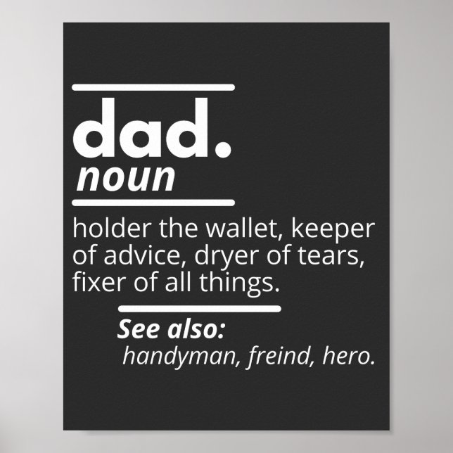Póster Definición del diccionario de papá - Regalo del Dí (Frente)