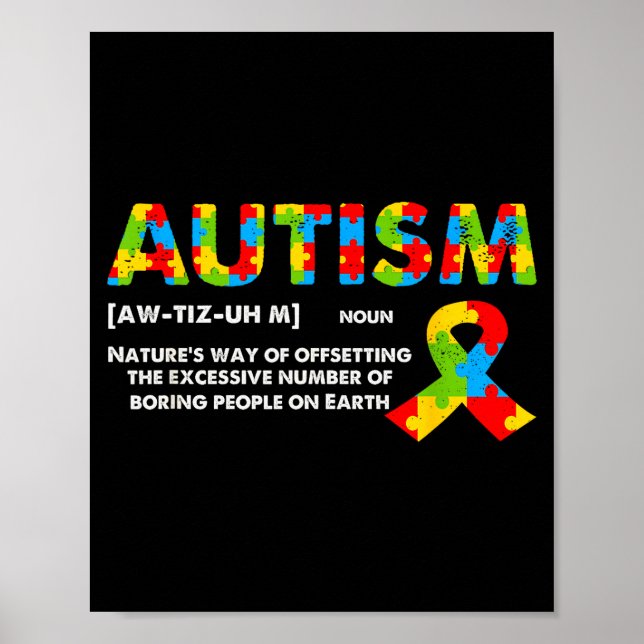 Póster Definición Divertida de Autismo - Mes de Concienci (Frente)