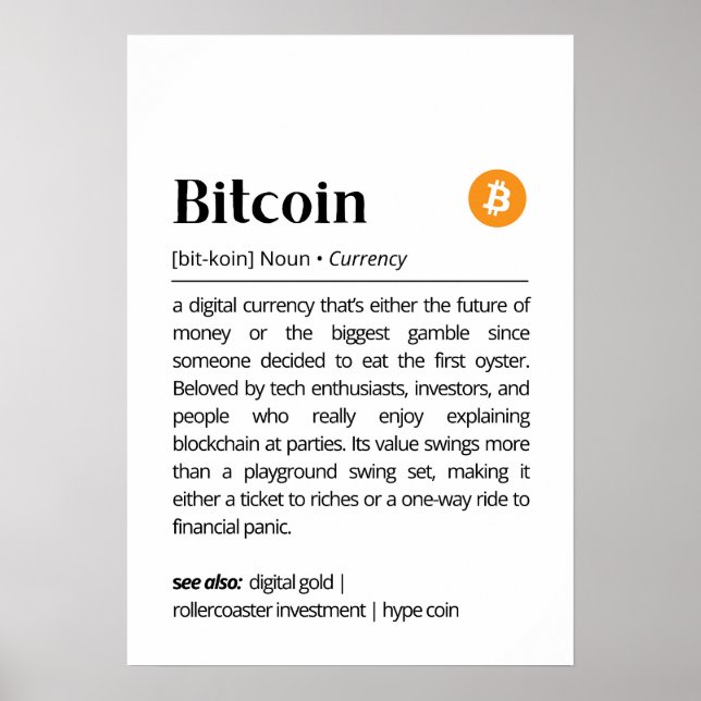 Póster Definición Divertida de Bitcoin (Frente)