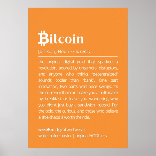 Póster Definición Divertida de Bitcoin (Frente)