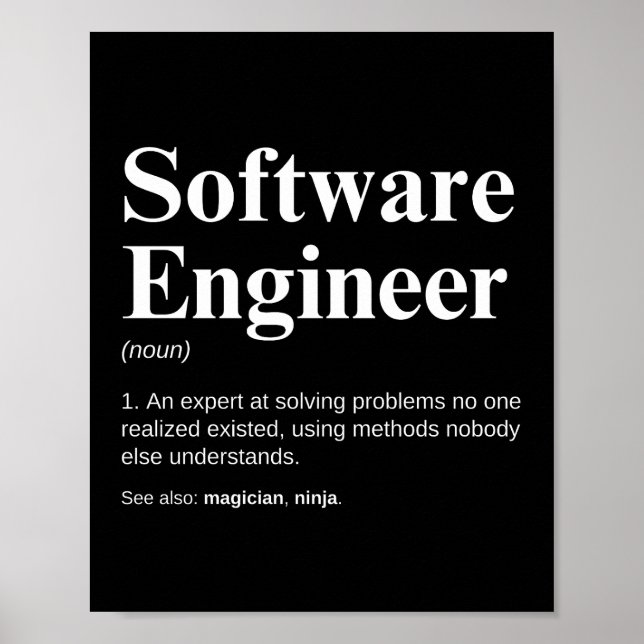 Póster Definición divertida de ingeniería de software ing (Frente)