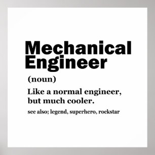 Póster Definición divertida de ingeniero mecánico Ingenie