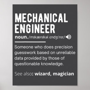Póster Definición divertida de ingeniero mecánico Ingenie