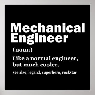 Póster Definición divertida de ingeniero mecánico Ingenie