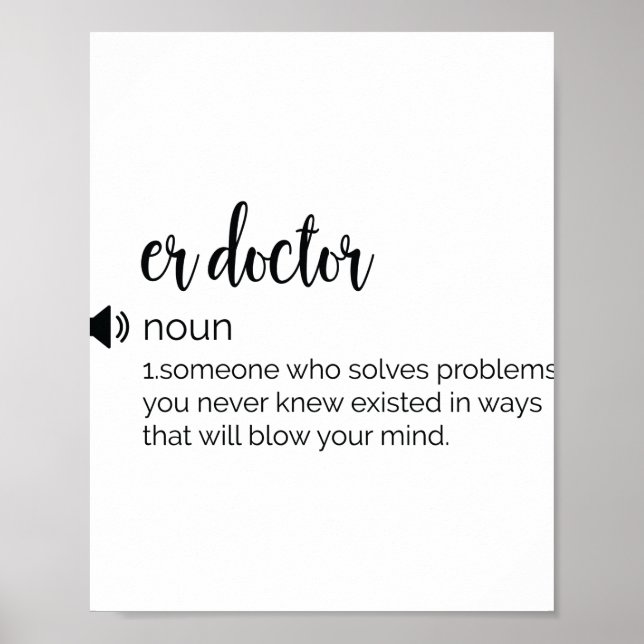 Póster Definición divertida de Médica de ER (Frente)