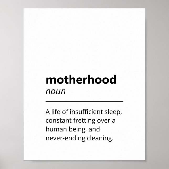Póster Definición divertida del diccionario de maternidad (Frente)