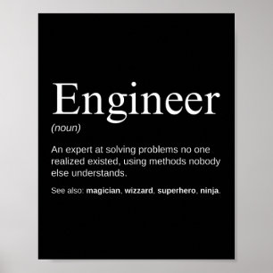 Póster Definición divertida del trabajo de ingeniero