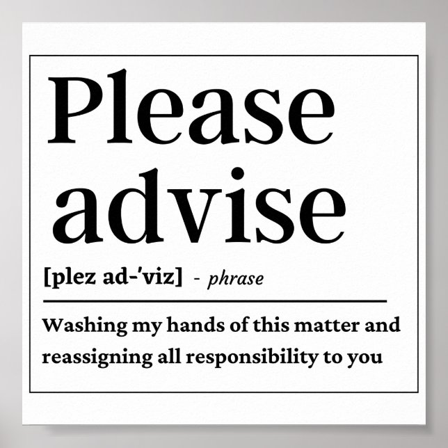 Póster Definición divertida, por favor, aconseje (Frente)