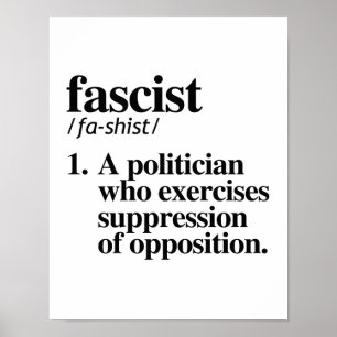 Póster Definición fascista - político que ejercita al su