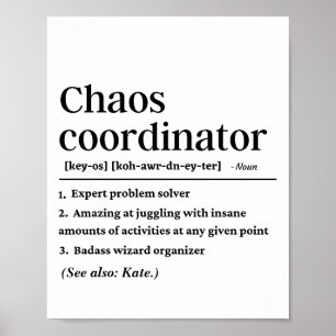 Póster Definición personalizada de coordinador de caos di