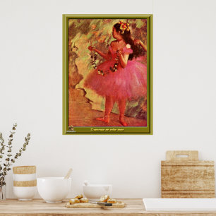 Póster Degas - Bailarina con vestido rosado