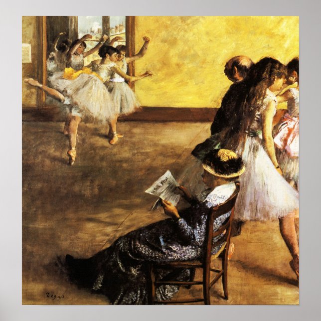 Póster Degas - Clase de ballet Salón de Danza 1880 (Frente)