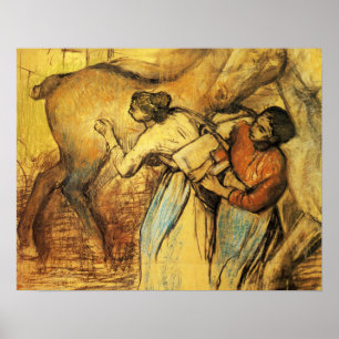 Póster Degas - Dos Lavanderas Y Un Caballo 1902