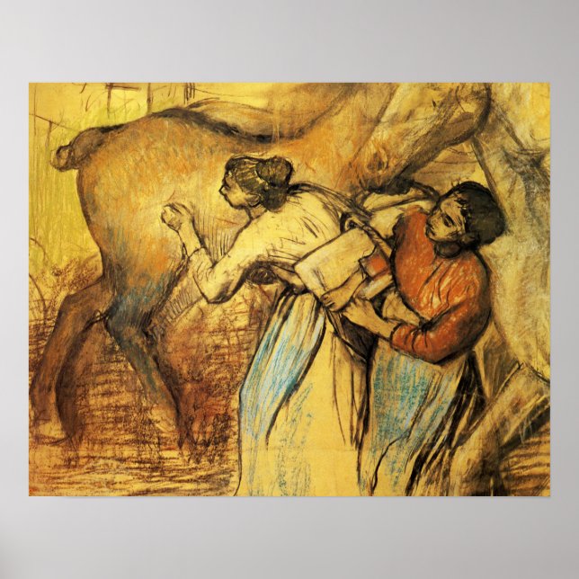 Póster Degas - Dos Lavanderas Y Un Caballo 1902 (Frente)