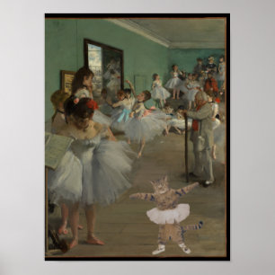 Póster Degas' La clase de baile con gato de ballet