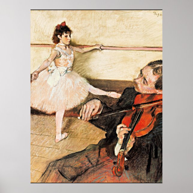 Póster Degas - La lección de danza, famosa pintura postal (Frente)