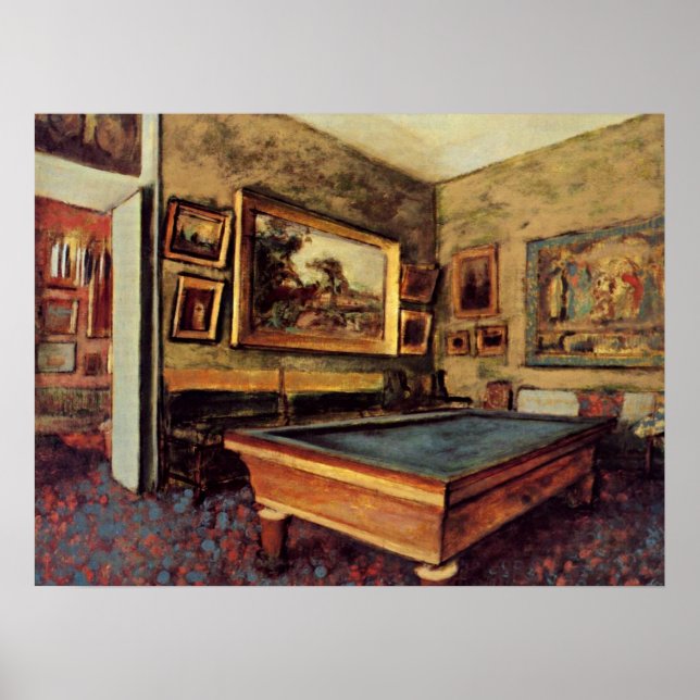 Póster Degas - La Sala Billiard, pintura popular, (Frente)
