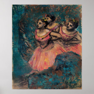 Póster Degas - Three Dancers In Red Costume