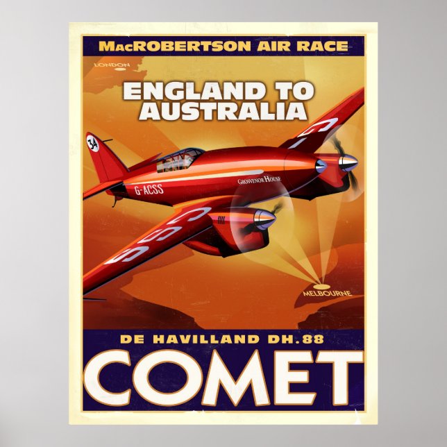 Póster deHavelland DH88 Comet Air Racer (Frente)