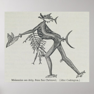 Póster Deidad melanesia del mar de la historia de