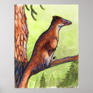 Póster Deinonicus en un árbol