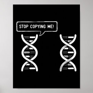 Póster Deja de Copiarme Divertido Chiste de Ciencia ADN B