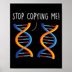 Póster Deja de Copiarme Divertido Chiste de Ciencia ADN B