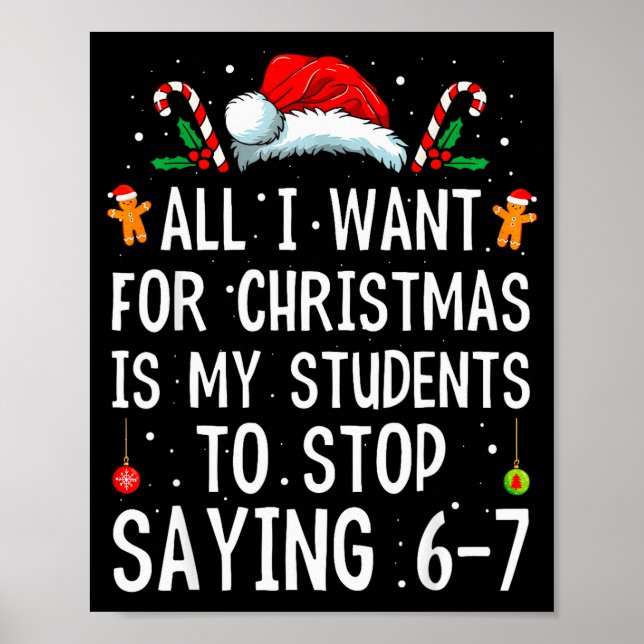 Póster Deja de decir 6-7 Funny Teacher 67 Christmas Meme  (Frente)