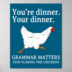 Póster Deja de Ing a los Pollos Gramática Inglesa Diverti