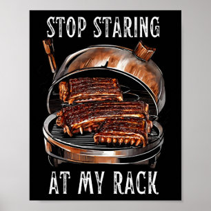 Póster Deja De Mirar Mi Estante Costillas Bbq Parrilla Ho