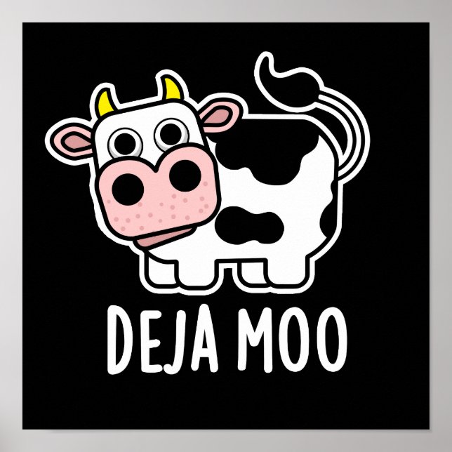 Póster Deja Moo Funny Cow Pun Dark BG (Frente)