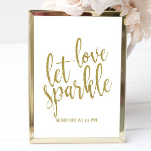 Póster Deja que el amor brille Letrero de boda con purpur