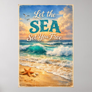 Póster Deja que el mar te libere – olas relajantes del oc