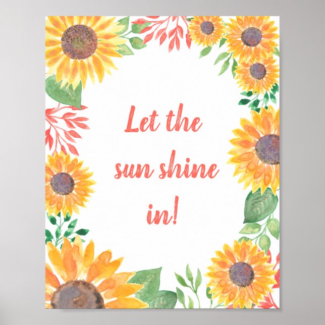 Póster Deja que el sol brille en el follaje de girasoles (Frente)