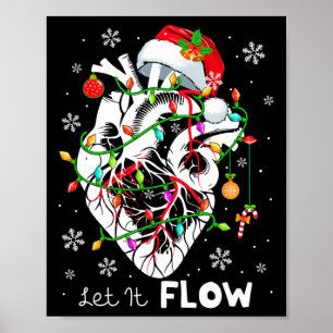Póster Deja que la anatomía de la Navidad fluya Santa cor