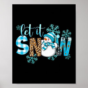 Póster Deja que nieve Navidad Muñeco de nieve Copos de ni