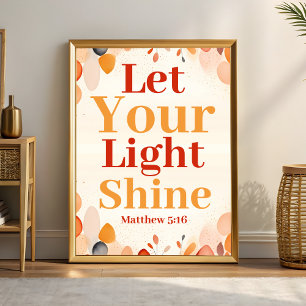 Póster Deja que tu luz brille Boho Christian Wall Art Pri