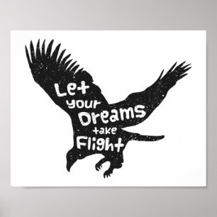 Póster Deja que tus sueños despeguen Águila Negra Grunge