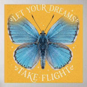 Póster Deja que tus sueños despeguen Mariposa Azul