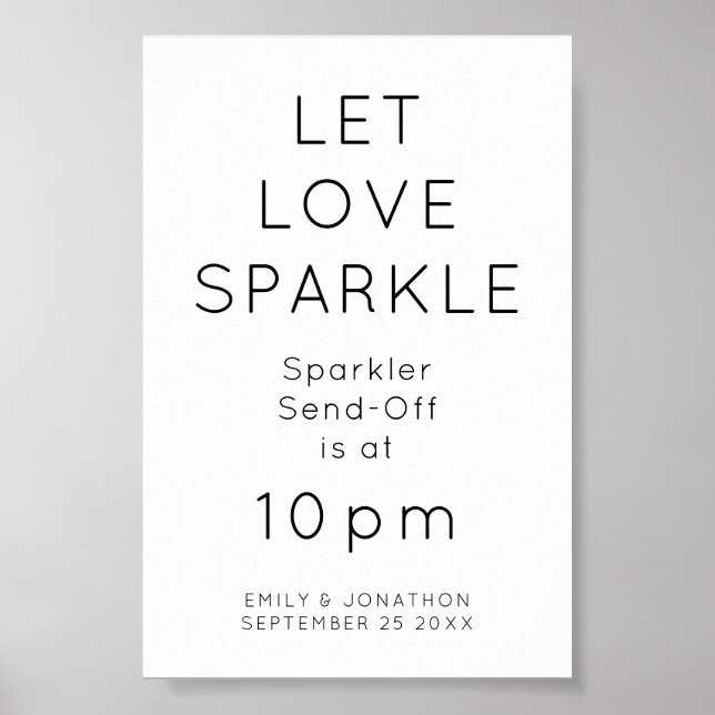 Póster Dejar a Love Sparkle Sparkler Time Boda Rótulo (Frente)