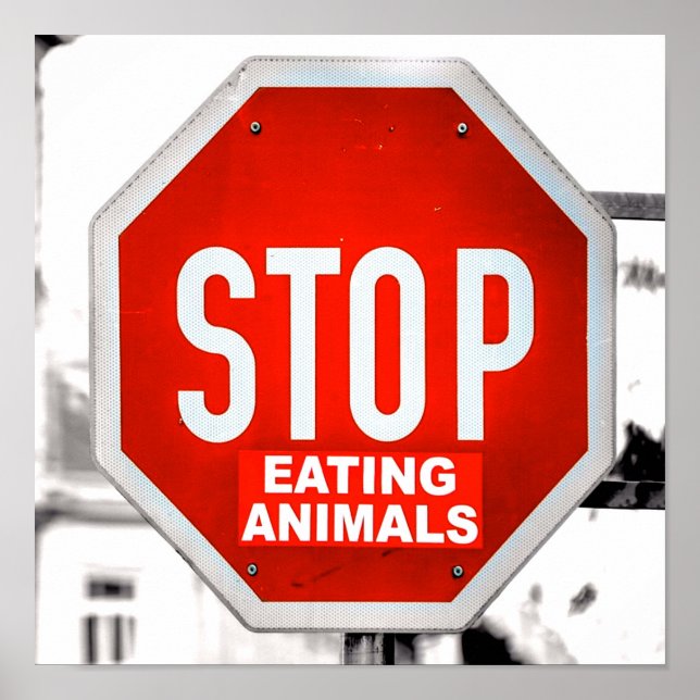 Póster Dejar de comer animales Vegetarianos (Frente)