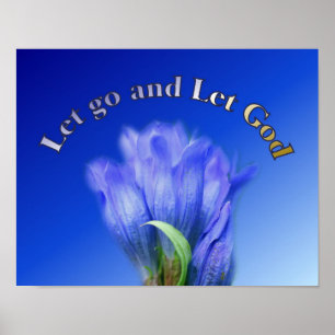 Póster Dejar ir a Dios Cita Inspiradora de flores gentian