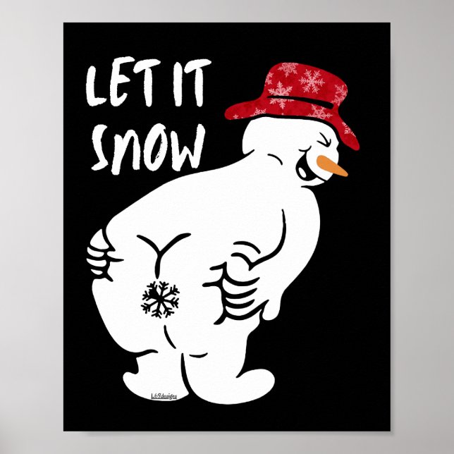 Póster DEJAR QUE NIEVE un muñeco de nieve divertido (Frente)