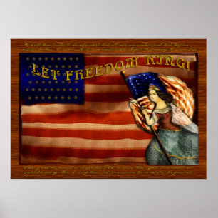 Póster ¡Deje el anillo de la libertad! Pintura patriótica